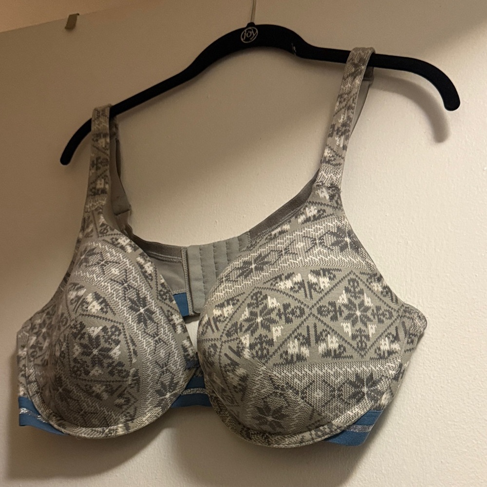 Cacique Nordic Pattern Gray and Blue Bra